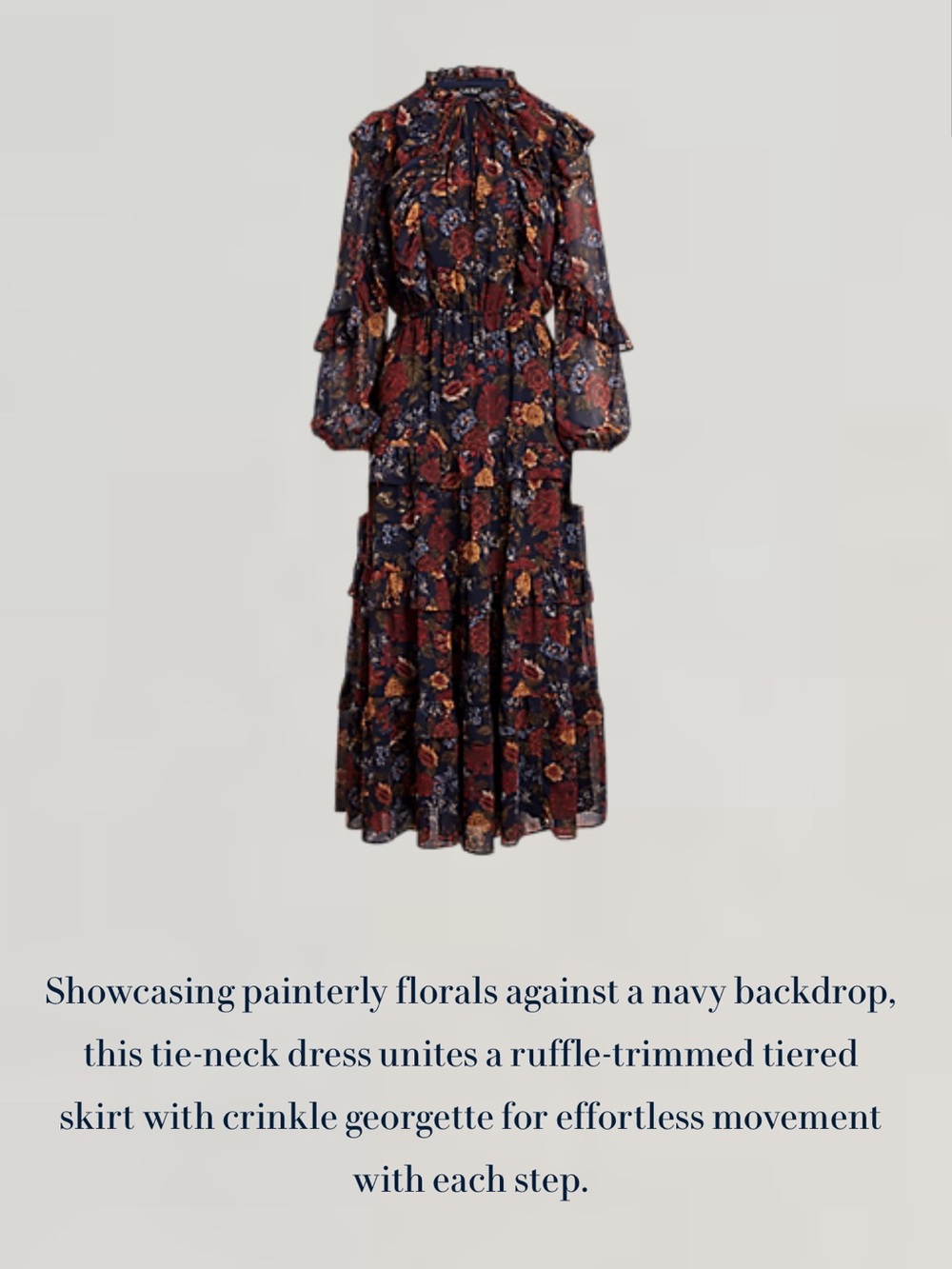 Ralph Lauren Lauren Floral Crinkle Georgette Tiered Dress New with Tags Sz 6 - Picture 5 of 8